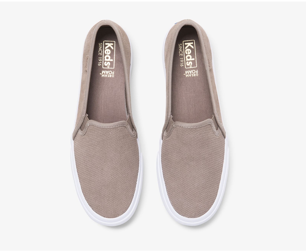 Slip Ons Keds Mujer Gris - Double Decker Suede - 051-IUXTYN